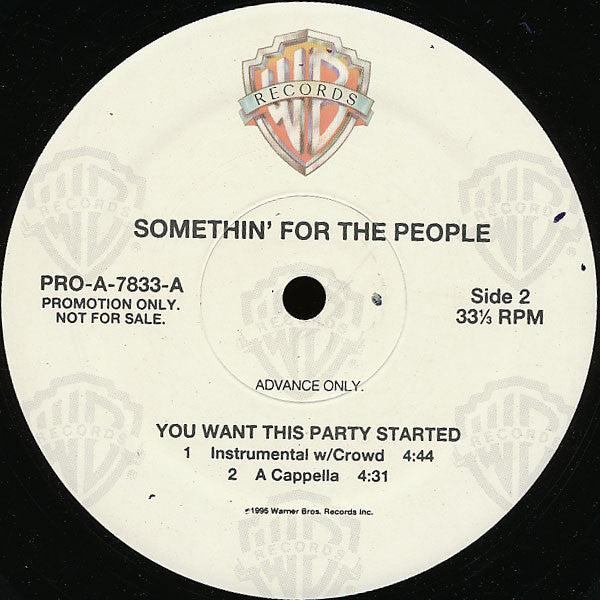 Somethin' For The People : You Want This Party Started (12", Promo)