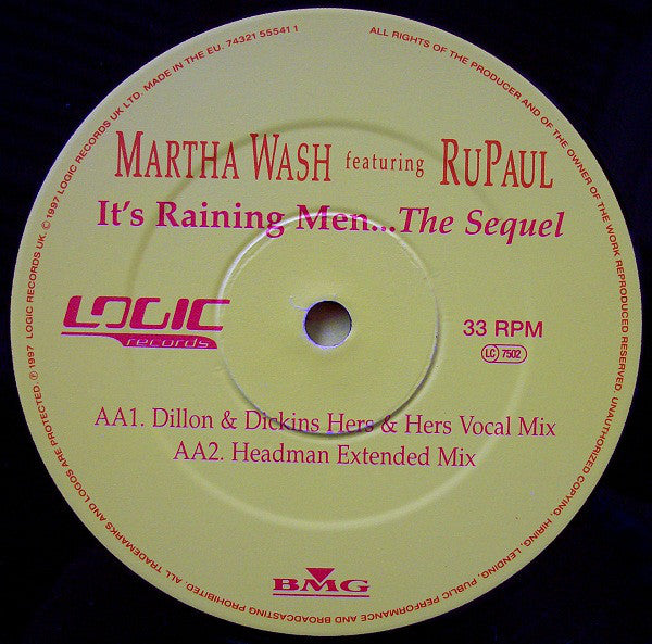 Martha Wash featuring RuPaul : It's Raining Men...The Sequel (12")