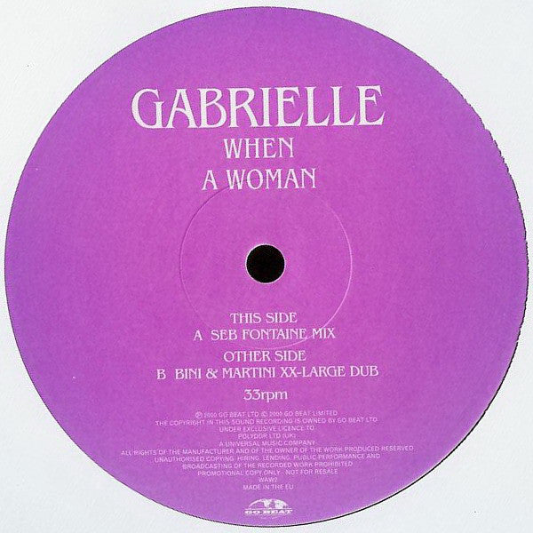 Gabrielle : When A Woman (2x12", Promo)
