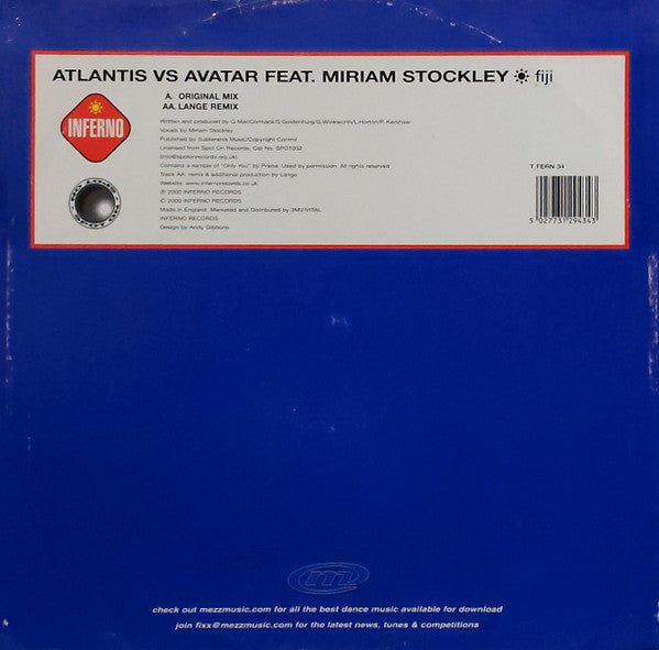 Atlantis Vs Avatar (5) Feat. Miriam Stockley : Fiji (12")