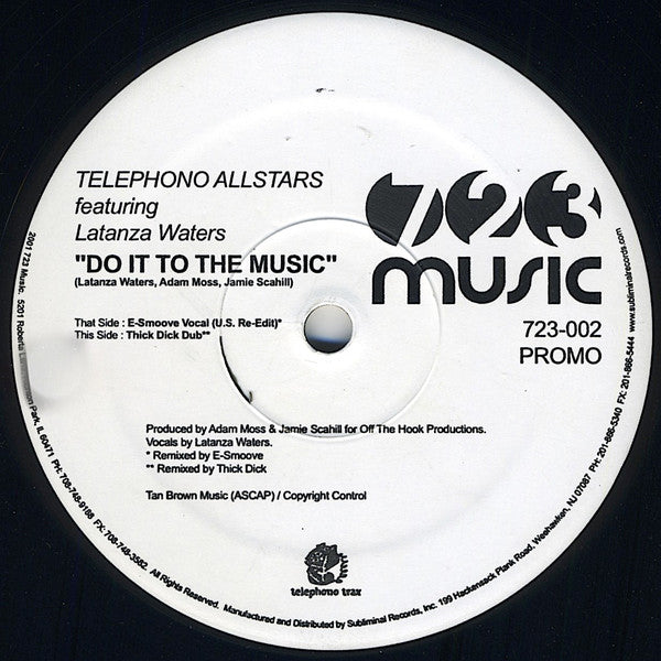 Telephono Allstars featuring Latanza Waters : Do It To The Music (12", Promo)