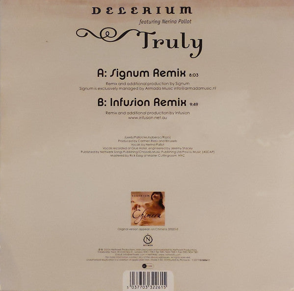 Delerium Featuring Nerina Pallot : Truly (Remixes By Signum & Infusion) (12", Single)