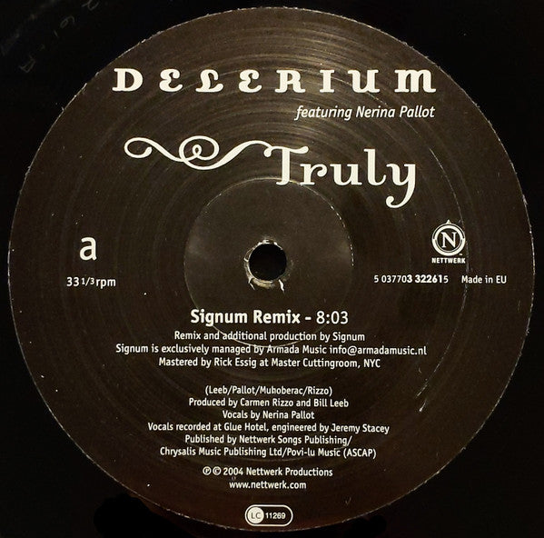 Delerium Featuring Nerina Pallot : Truly (Remixes By Signum & Infusion) (12", Single)