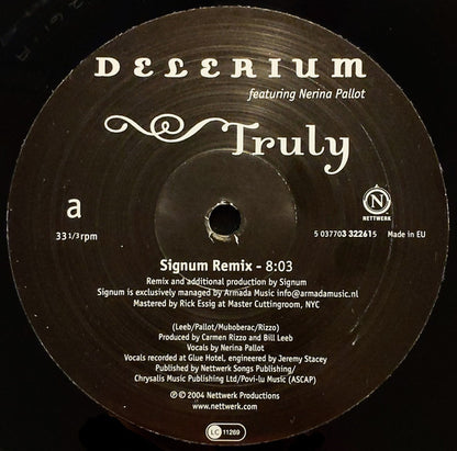 Delerium Featuring Nerina Pallot : Truly (Remixes By Signum & Infusion) (12", Single)