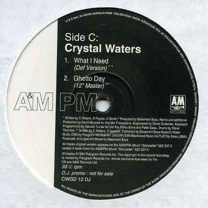 Crystal Waters : What I Need (David Morales + Basement Boys Remixes) / Ghetto Day (2x12", Promo)