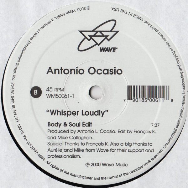Antonio Ocasio : Whisper Loudly (12")