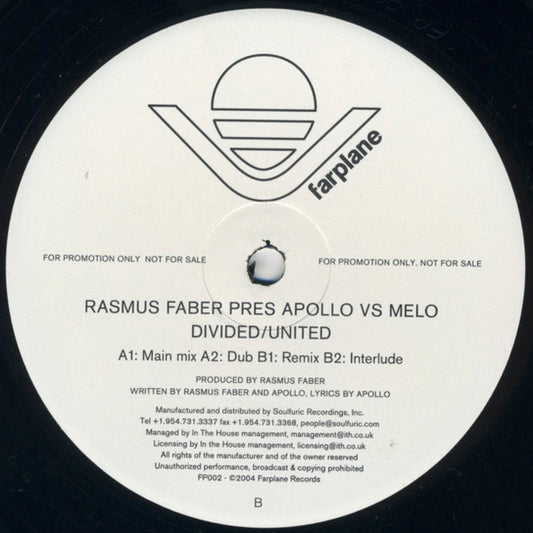 Rasmus Faber Pres. Apollo (4) vs. Melo : Divided / United (12", Promo)