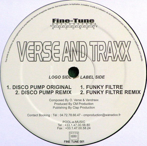 Verse And Traxx : Disco Pump / Funky Filtre (12")