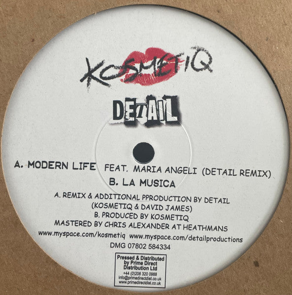 Kosmetiq Feat. Maria Angeli : Modern Life (Detail Mix) / La Musica (12", Promo)