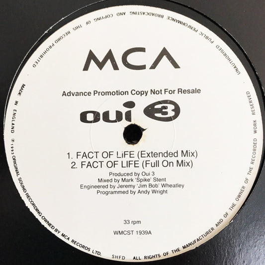 Oui 3 : Fact Of Life (12", Promo)