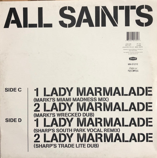 All Saints : Under The Bridge / Lady Marmalade (Remixed) (2x12")