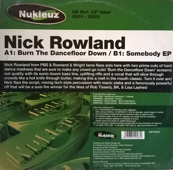 Nick Rowland : Burn The Dancefloor Down / Somebody EP (12", EP)