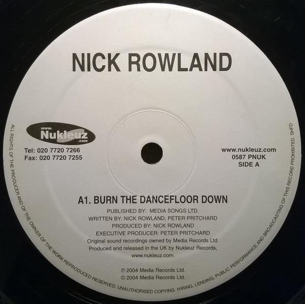 Nick Rowland : Burn The Dancefloor Down / Somebody EP (12", EP)