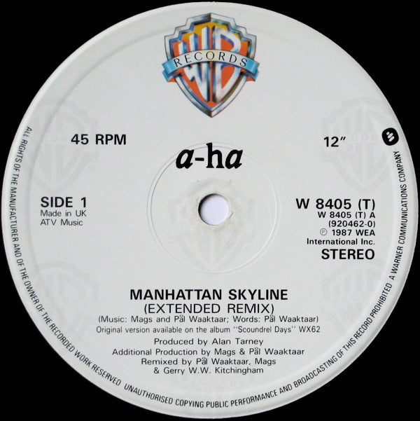 a-ha : Manhattan Skyline (Extended Remix) (12", Single)