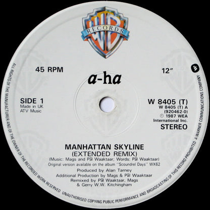 a-ha : Manhattan Skyline (Extended Remix) (12", Single)