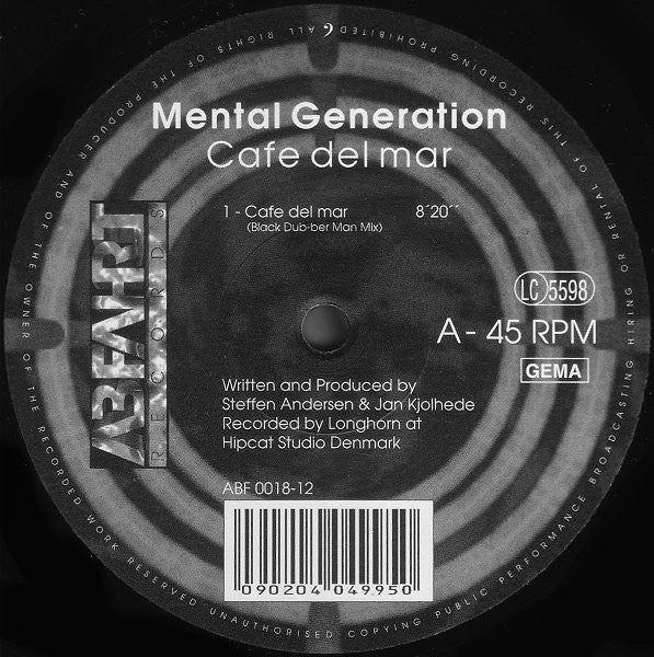 Mental Generation : Cafe Del Mar (12")