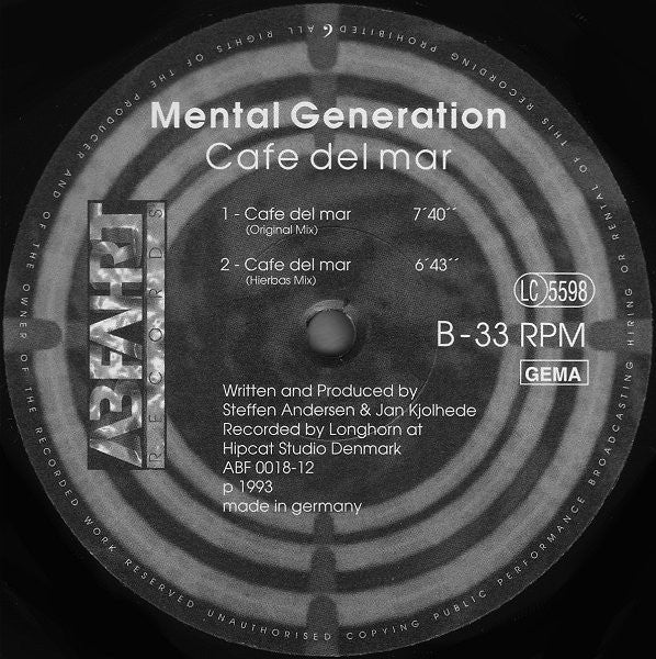 Mental Generation : Cafe Del Mar (12")