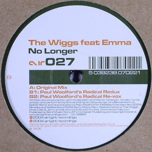 The Wiggs Feat Emma Holmgren : No Longer (12")