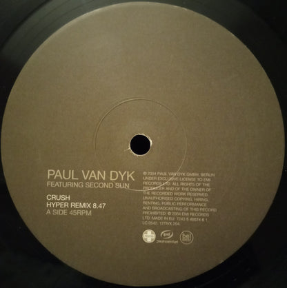 Paul van Dyk Featuring Second Sun : Crush (12")