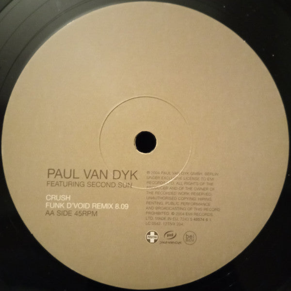 Paul van Dyk Featuring Second Sun : Crush (12")