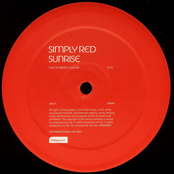 Simply Red : Sunrise (2x12", Promo, Gen)