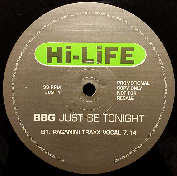 BBG : Just Be Tonight (2x12", Promo)