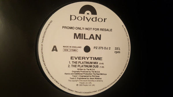 Milan (4) : Everytime (12", Maxi, Promo)