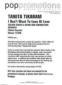 Tanita Tikaram : I Don't Wanna Lose At Love (12", Promo)