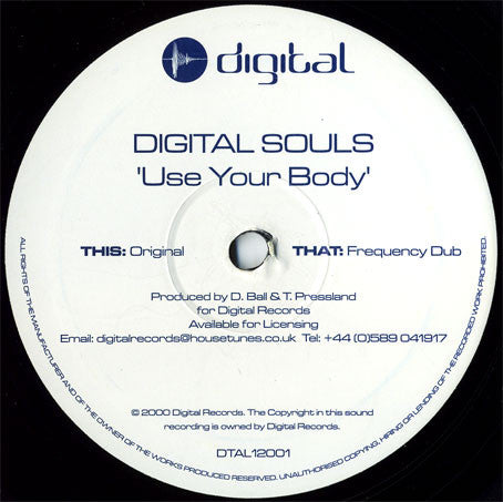 Digital Souls : Use Your Body (12")