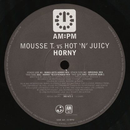 Mousse T. Vs Hot 'N' Juicy : Horny (Boris Dlugosch Mixes) (12")