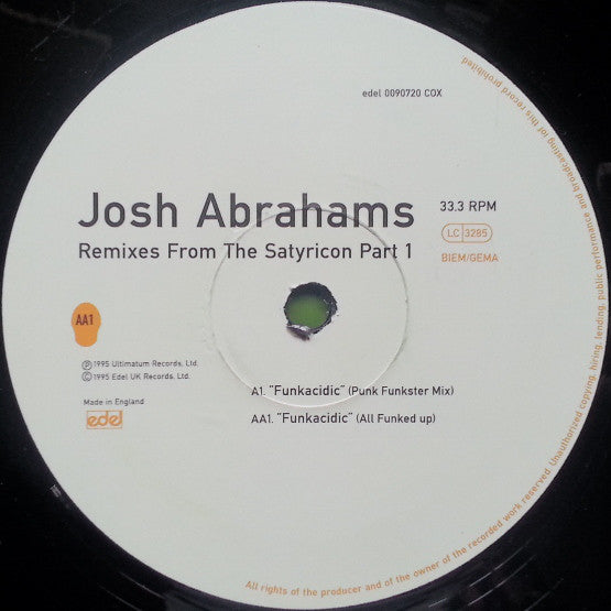 Josh Abrahams : Remixes From The Satyricon (Part 1) (12")