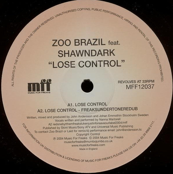 Zoo Brazil Featuring Shawndark : Lose Control (12")