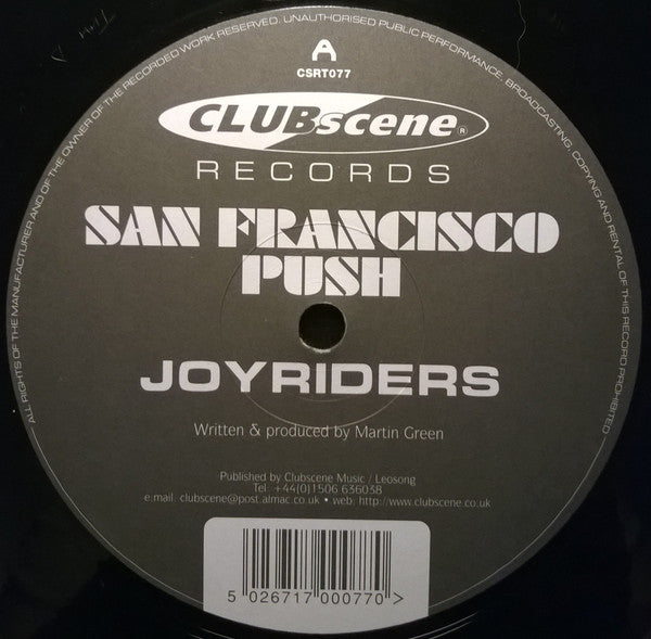 San Francisco Push : Joyriders / Weekender (12")