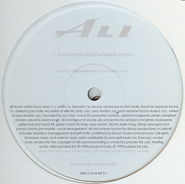 Alistair Tennant : Love Letters (2x12", Promo)
