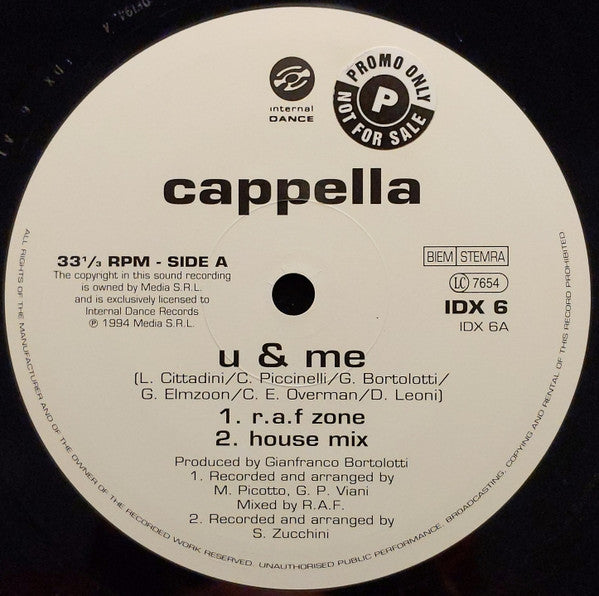Cappella : U & Me (12", Single)