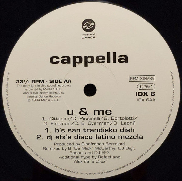 Cappella : U & Me (12", Single)