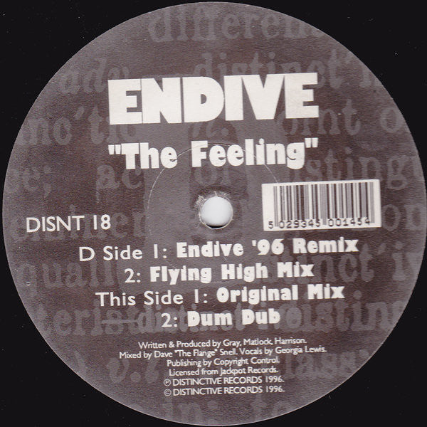 Nush & Greed Presents Endive : The Feeling (The '96 Remix) (12")