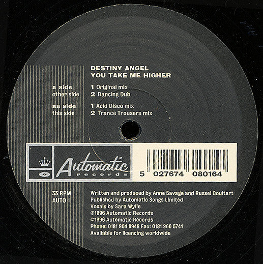 Destiny Angel : You Take Me Higher (12")
