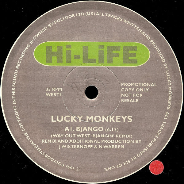 Lucky Monkeys : Bjango (12", Single, Promo)