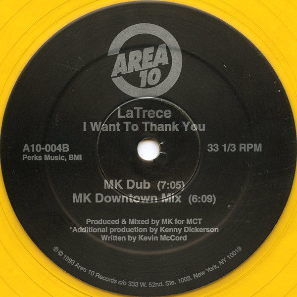 Latrece B. Kinchen : I Want To Thank You (The MK Mixes) (12", Ltd, Yel)