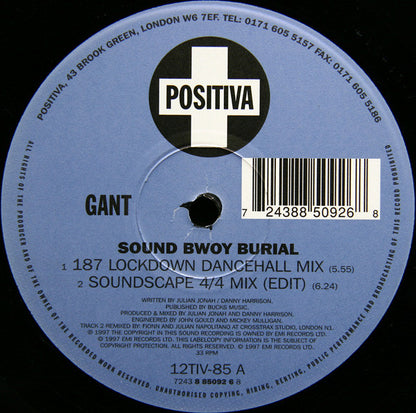 Gant : Sound Bwoy Burial / All Night Long (12")