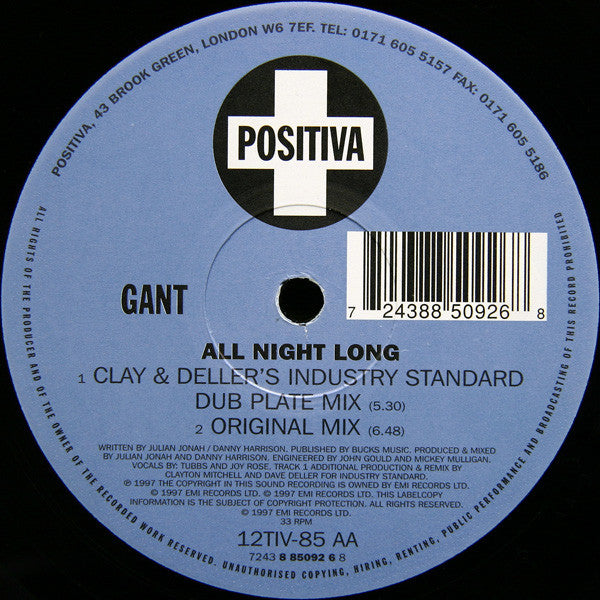 Gant : Sound Bwoy Burial / All Night Long (12")