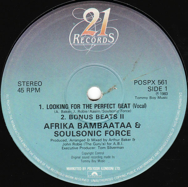 Afrika Bambaataa & Soulsonic Force : Looking For The Perfect Beat (12")