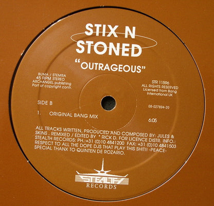 Stix N Stoned* : Outrageous (12")