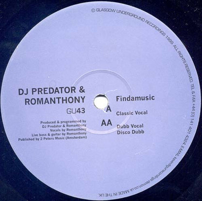 DJ Predator & Romanthony : Findamusic (12")