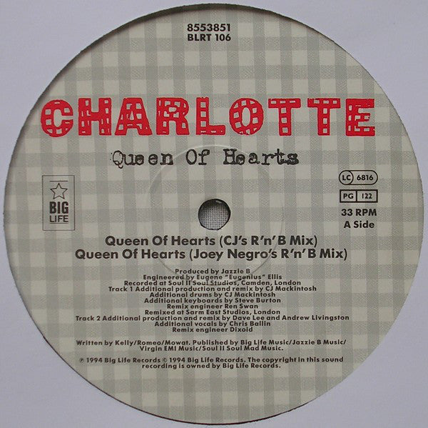 Charlotte : Queen Of Hearts (12", Single)