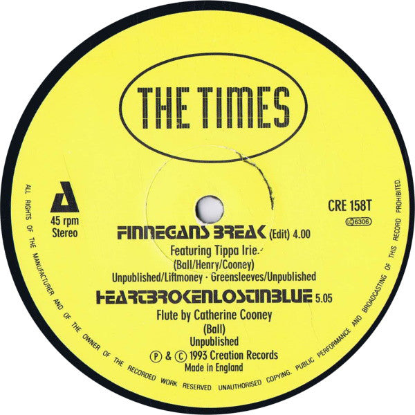 The Times Featuring Tippa Irie : Finnegans Break (12", Single)