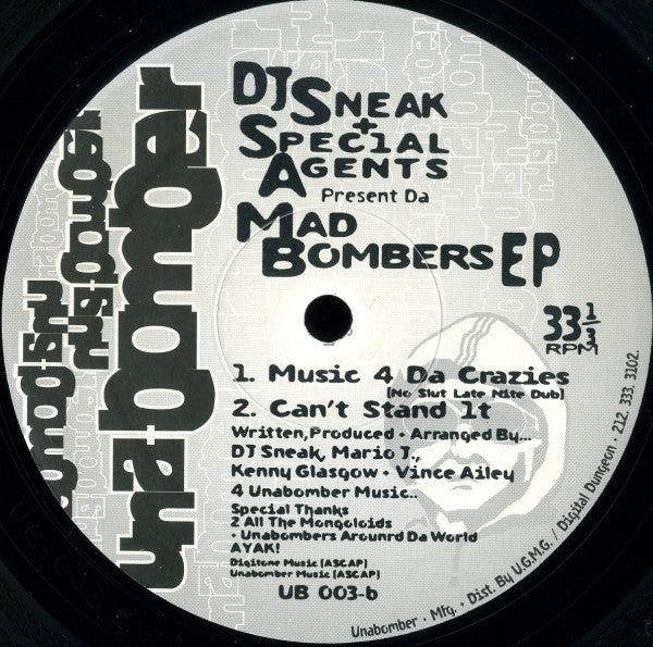 DJ Sneak + Special Agents : Mad Bombers EP (12", EP)