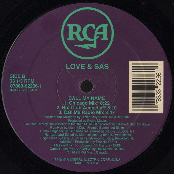 Love & Sas : Call My Name (12")