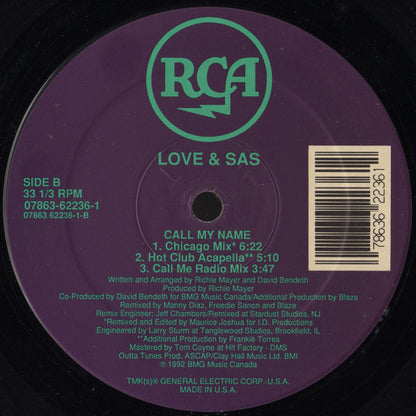 Love & Sas : Call My Name (12")